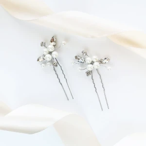 Set stříbrných svatebních vlásenek pro vlasy - jemné