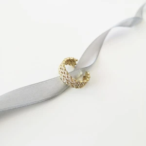 Masivní boho prsten s listy, zlatý