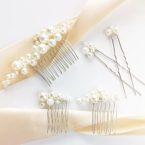 Set svatebních ozdob s perličkami stříbrný