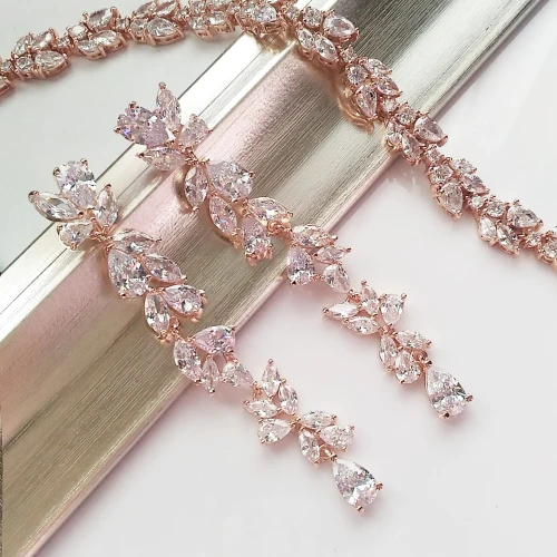 Kolczyki ślubne różowe złoto BLANCA rose