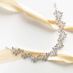 Stříbrná větvička čelenka s listy a zirkony