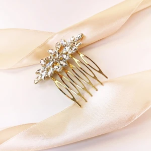 Jemný svatební hřeben zlatý s cyrkonii