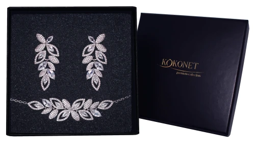 Kolczyki i bransoletka - srebrny komplet ślubny DALMA silver