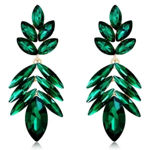 Náušnice zelené visící s lístky na různé příležitosti