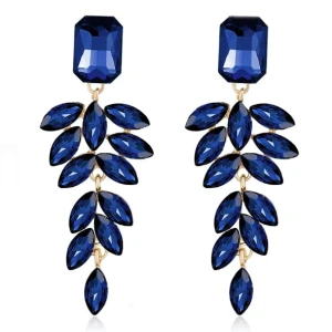 Náušnice modré, visící, elegantní s kubickým zirkonem