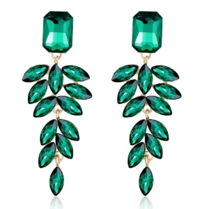 Náušnice zeleno-zlaté večerní krásné