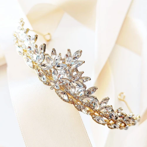 Tiara korona diadem złota na ślub przyjęcie