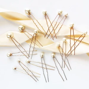 Sada vlásenky - svatební perleťové zlaté barvy