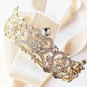 ZLATÝ diadém korunka tiara EFEKTIVNÍ prolamovaná dekorace