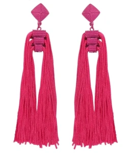 Dlouhé střapcové náušnice růžové 