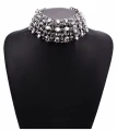 Szeroki CHOKER kolia z cyrkoniami srebrna
