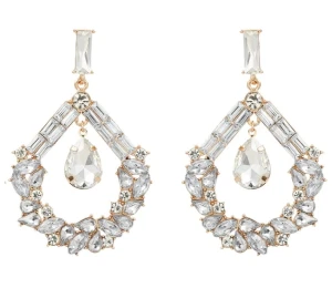 Křišťálové náušnice velké kapky zlato