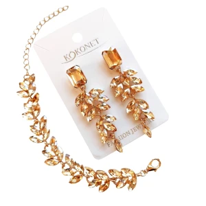 Sada šperků - šampaňské náušnice a náramek