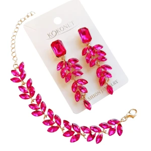 Sada šperků - růžové náušnice a náramek