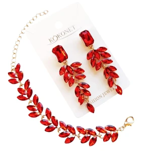 Sada šperků - červené náušnice a náramek