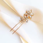 Zlatý vlásenek  do vlasů s třpytivými květy