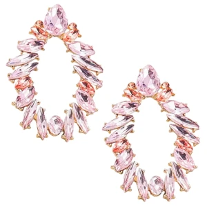 Růžové náušnice oválné puzetové se zirkony