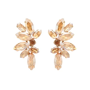 Zlaté šampaňské náušnice křídly a zirkony