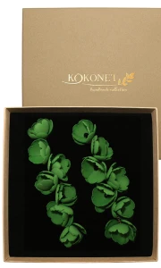 Dlouhé květinové náušnice LIDIA smaragd