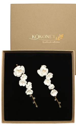 Kolczyki ślubne kwiatowe złote PEONY gold