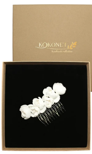 Grzebyk kwiatowy srebrny PEONY silver