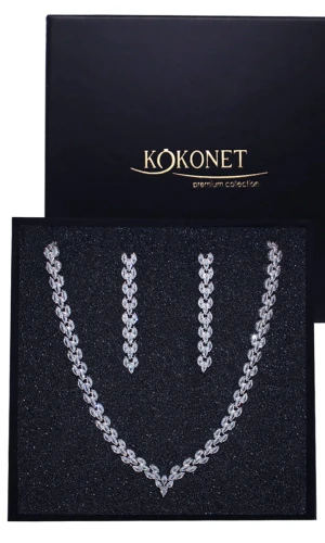 Komplet biżuterii ślubnej srebrnej kolczyki i kolia AFILADA silver