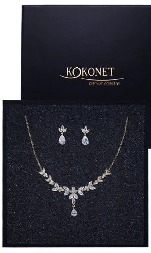 Komplet ślubny złoty kolczyki naszyjnik  CASIA gold