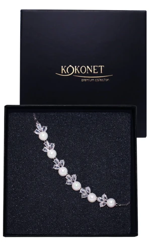 Bransoletka ślubna srebrna SISI silver z perłami