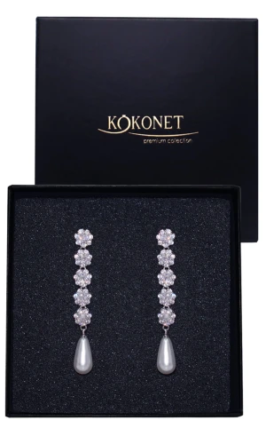 Kolczyki ślubne srebrne LAUREL silver z perłami