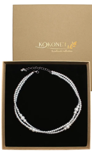 Srebrny Perłowy choker ANDROMEDA silver