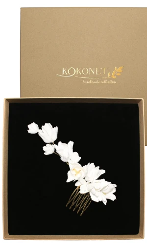 Złoty grzebyk kwiatowy FRESJA gold