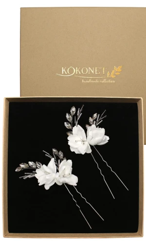 Kokówki srebrne kwiatowe FRESJA silver