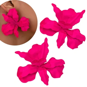 Růžové náušnice efektní velké květy