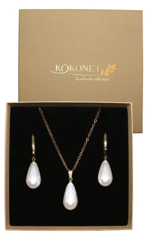 Komplet zestaw biżuterii złotej z perłami GOTA gold