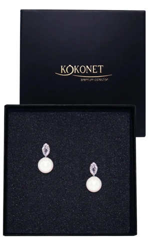 Kolczyki srebrne perłowe z listkami przy uchu ozdobne eleganckie ślubne