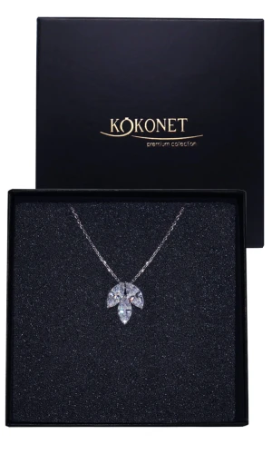 Srebrna zawieszka łańcuszek ślubny kryształki BŁYSZCZĄCY boho w pudełku