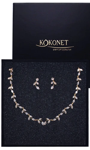 Komplet biżuterii ślubnej kolczyki naszyjnik KLASYCZNY stylowy MODNY jakość