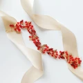 OZDOBNA opaska CZERWONA do włosów z kryształkami listki elegancka gałązka