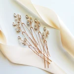 Sada 6 vlásenek se zirkony a perlami, zlatá