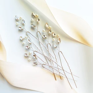 Sada 6 vlásenek se zirkony a perlami, stříbrná