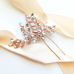Ozdobná rose gold vlásenka do vlasů, zirkonové větvičky