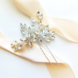 Ozdobná stříbrná vlásenka do vlasů, zirkonové větvičky