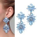 Kolczyki duże złote BABY BLUE niebieskie eleganckie cyrkonie z kryształami