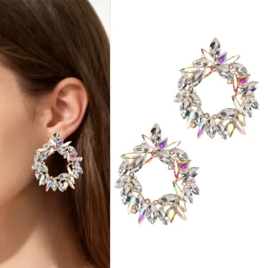 Krystalové zlaté náušnice kruhy se zirkony