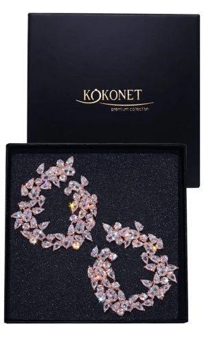 KOLCZYKI ślubne GLAMOUR różowe złoto efektowne na wesele galę swarovski