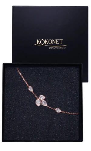 Bransoletka LISTKI klasyk nowoczesna regulowana z pudełkiem EFEKTOWNA