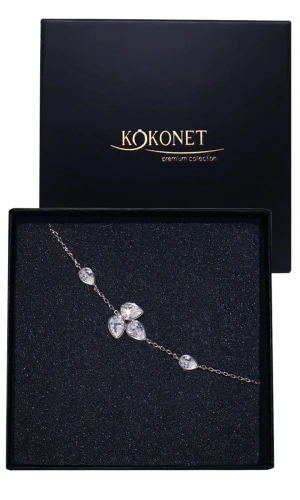 Bransoletka srebrna Z LISTKAMI elegancka ŚLUB klasyczna minimalistyczna