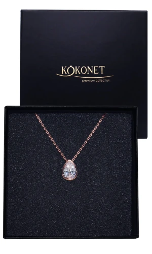 Naszyjnik rose gold regulowany ŁEZKA boho glam klasyczna biżuteria ŚLUB