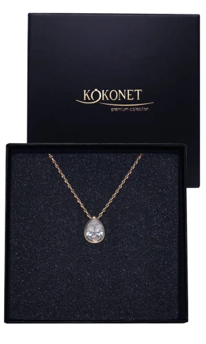 Naszyjnik łezka na łańcuszku ELEGANCA złota na ślub PRZYJĘCIE galę