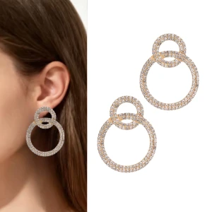 Zlaté náušnice kruhy s krystalky